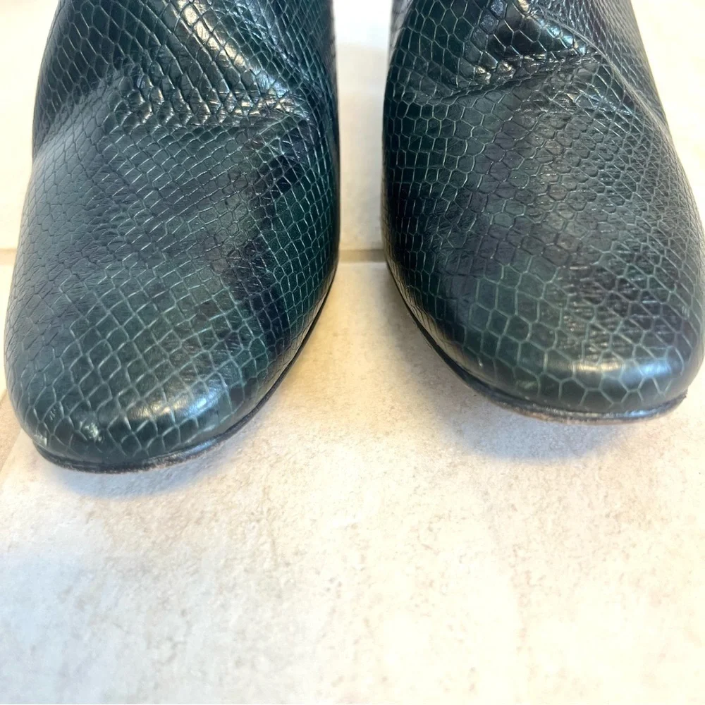 NEW LOVERS Spain Women's Green Two-Tone Leather Snakeskin Ankle Booties size 8M